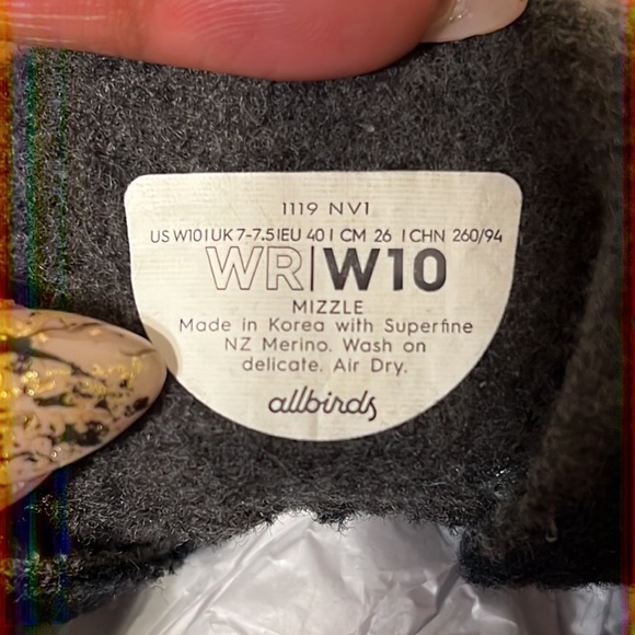 Allbirds Mizzle WR Wool Runner Black sneakers size 10 - Picture 9 of 14